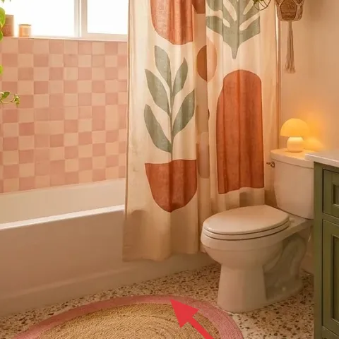 round pink bath rug