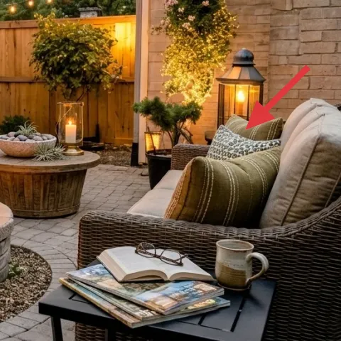 neutral throw blanket draped over right chair